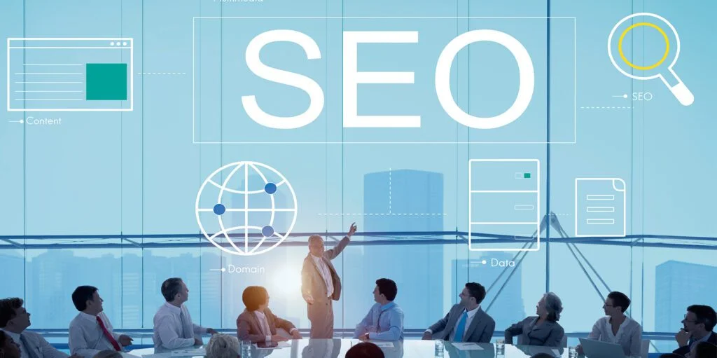 SEO strategy meeting focused on search engine optimization, website visibility and digital marketing services
